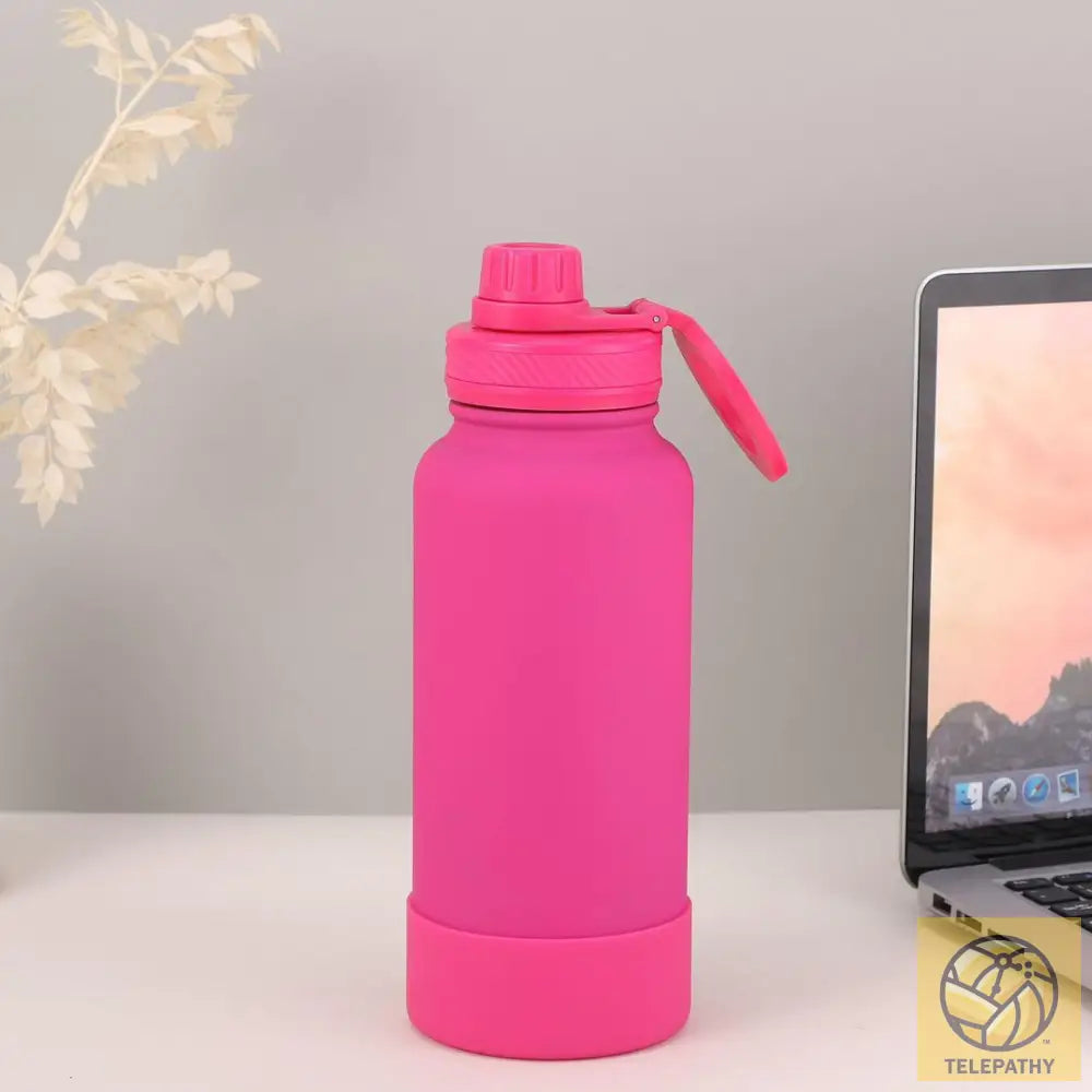 Telepathy Customizable Water Bottle With Magnetic Phone Holder 1000Ml / Electric Pink Drinkware