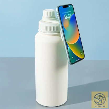 Telepathy Customizable Water Bottle With Magnetic Phone Holder 1000Ml / Ivory White Drinkware